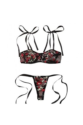 Lingerie Femme Sexy Ensemble Homme Sexy Hot y29k Sexy Flower brodery Lingerie habille OutdoorL Adies Lingerie Bondage Black,