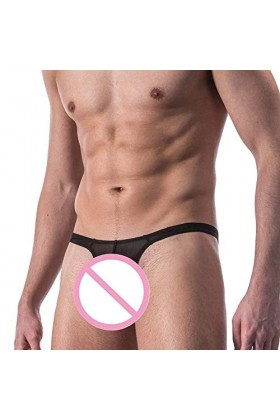 UOWEG sous-vêtements Renflement Sexy Mens Soft Shorts Pouch Slips Lingerie Noire Bande Black, M 