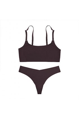 VRTUR Femme Sous-Vêtements Grande Couleur Unie Sexy Intérêt Slim Soutien-Gorge Vêtements de Nuit Femme Sexy Brown, XL 