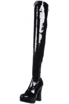 Pleaser Electra-3000z, Bottes non doublées arrivant au dessus du genou femme, Noir - Negro Negro Blk Str Faux Leather/Blk M