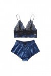 Lingerie Femme Sexy Ensemble Homme Sexy Hot y.2k Sleepwear Set Polyester Silk Bedroom Lady Lingerie Confort Blue, XXL 