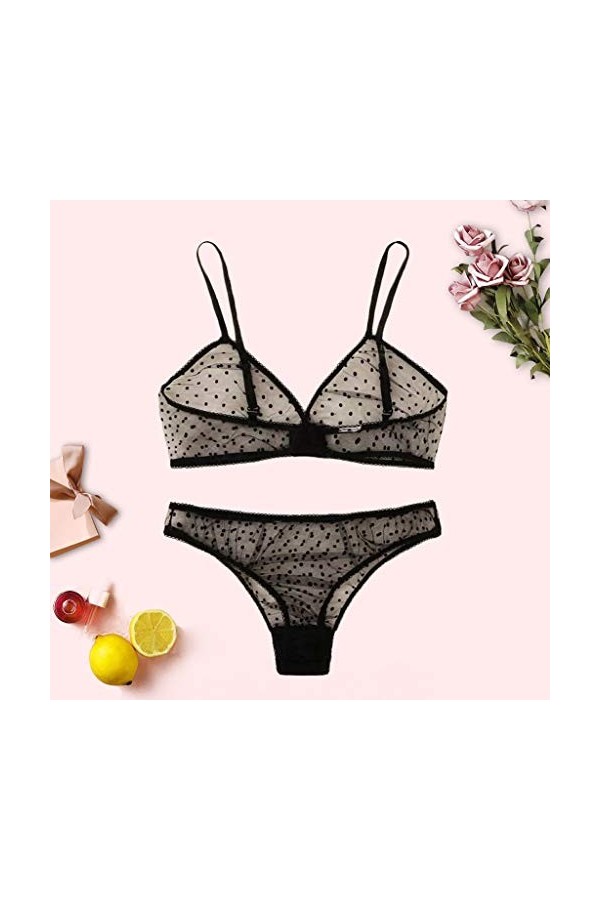 Vêtements De Nuit Femme Erotique Ensemble Soutien Gorge et String Dentelle sous-Vetements 2 Pièce Lingerie Sexy Ensemble Sexy