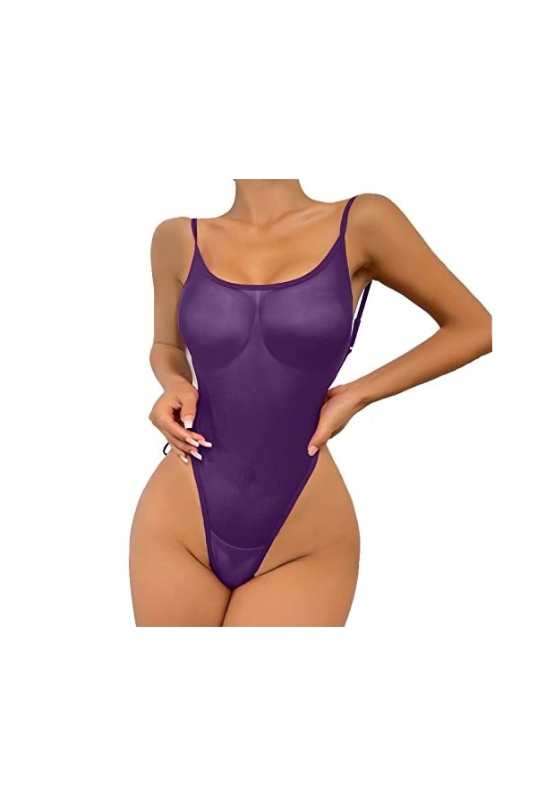 Ensemble de lingerie pour femme - 1 pièce - Dos nu - Dos nu - Dentelle - Maillot de nuit - Filet de pêche sexy - Avec anneau 
