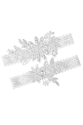 ereqeip Jarretière de Mariage Florale - Jarretière de mariée Fleur avec Poire,Jarretière de Jambe de mariée élégante pour Mar