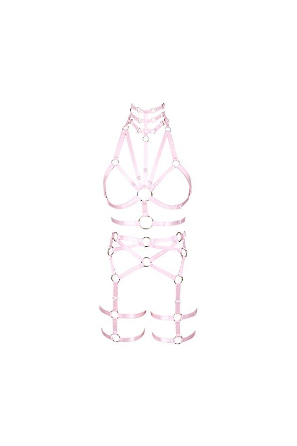 Ensemble de soutien-gorge pour femme - Jambes - Porte-jarretelles creux - Carnaval - Punk - Gothique - Halloween - Ceinture r