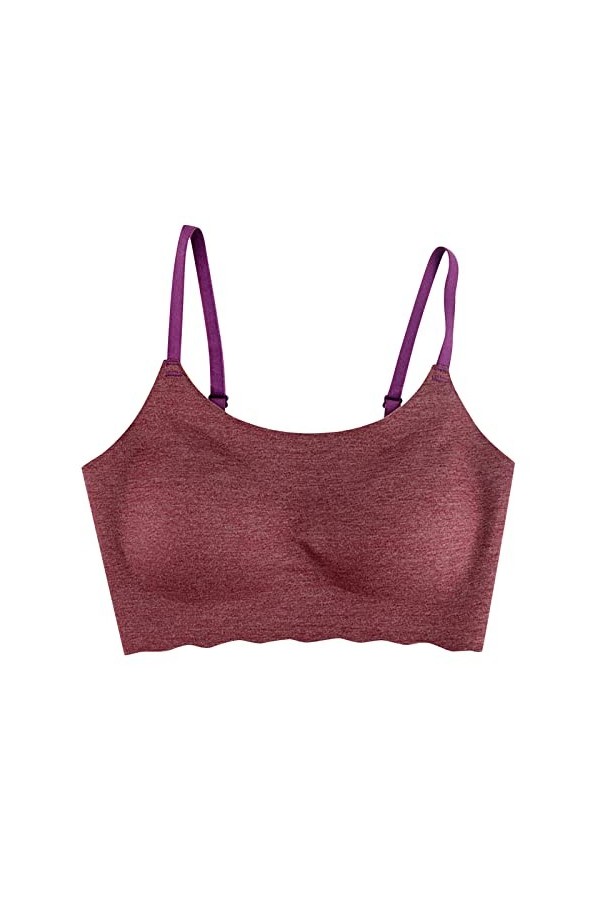 liaddkv Butterfly Beauty Soutien-gorge de sport push-up pour femme en latex sans anneau en acier, Bordeaux, XL