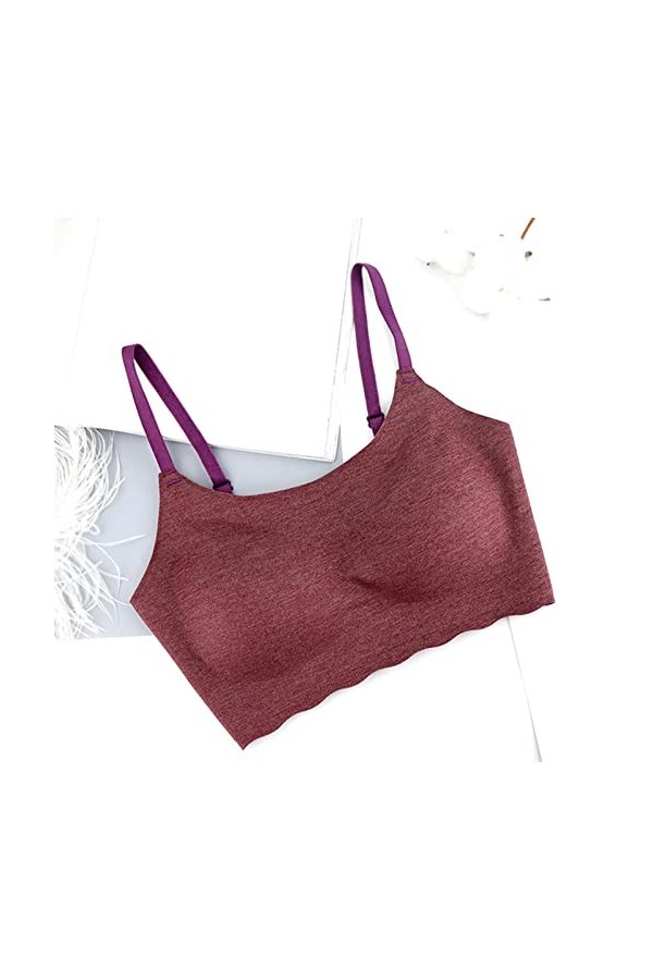 liaddkv Butterfly Beauty Soutien-gorge de sport push-up pour femme en latex sans anneau en acier, Bordeaux, XL