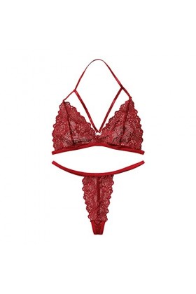 Lingerie Femme Sexy Ensemble Homme Sexy Hot y2*k Femmes Ultra Mince Creux Sling Dentelle Sexy sans Anneau en Acier Sexy sous-