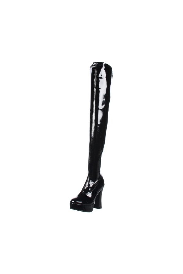 Pleaser Electra-3000z, Bottes non doublées arrivant au dessus du genou femme, Noir - Negro Negro Blk Str Faux Leather/Blk M