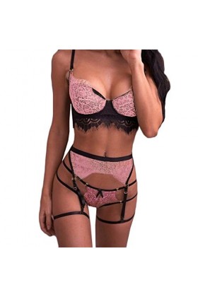 liaddkv Lot de 3 culottes avec collants pour femme, sous-vêtements, sous-vêtements, dentelle, poupée, travestis, lingerie, Ro