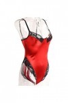 Combinaison sexy pour femme - En dentelle noire - Pour femme - Cadeau romantique, rouge, M