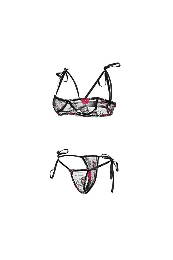 Lingerie Femme Sexy Ensemble Homme Sexy Hot y29k Sexy Flower brodery Lingerie habille OutdoorL Adies Lingerie Bondage Black,