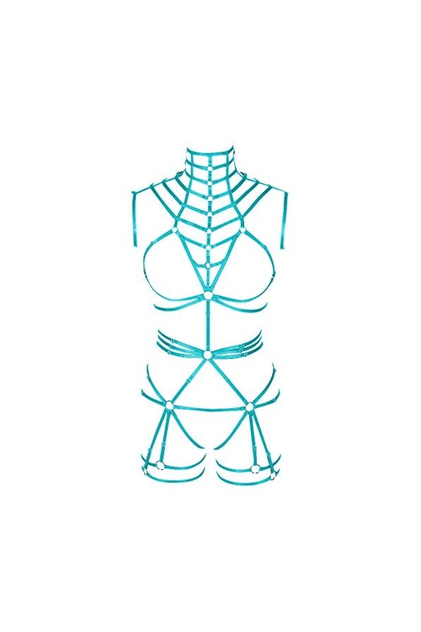 Harnais gothique pour femme avec jarretelles et jarretelles élastiques, blanc, Taille Unique