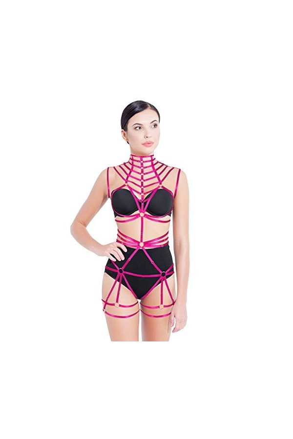 Harnais gothique pour femme avec jarretelles et jarretelles élastiques, blanc, Taille Unique