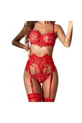 FGUUTYM Amour Lingerie Sexy Combinaison Sous-vêtements Pyjama G-string Bretelles, rouge, XL