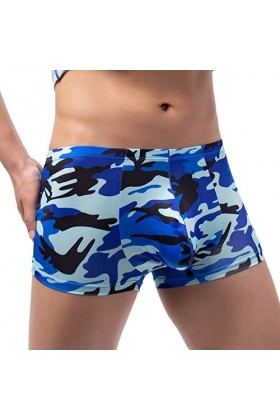 Générique Lingerie Homme Sexy Hot Hommes Imprimé Respirant Camouflage Taille Basse Sexy Tricoté Mec Robe pour Hommes Blue, M