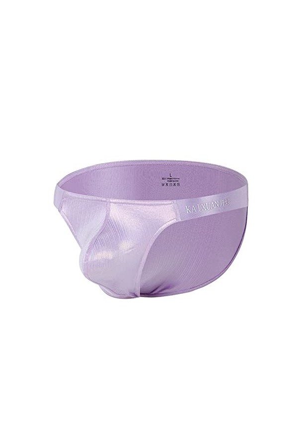 FGUUTYM Boxer étroit pour homme - Double couche - Imprimé rayures verticales - Séchage rapide, lilas, S