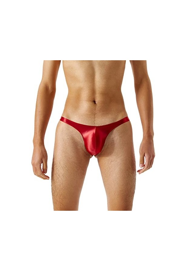 FGUUTYM Sous-vêtements en dentelle ultra-mince, brillant, soyeux, taille T pour homme., rouge, XXL