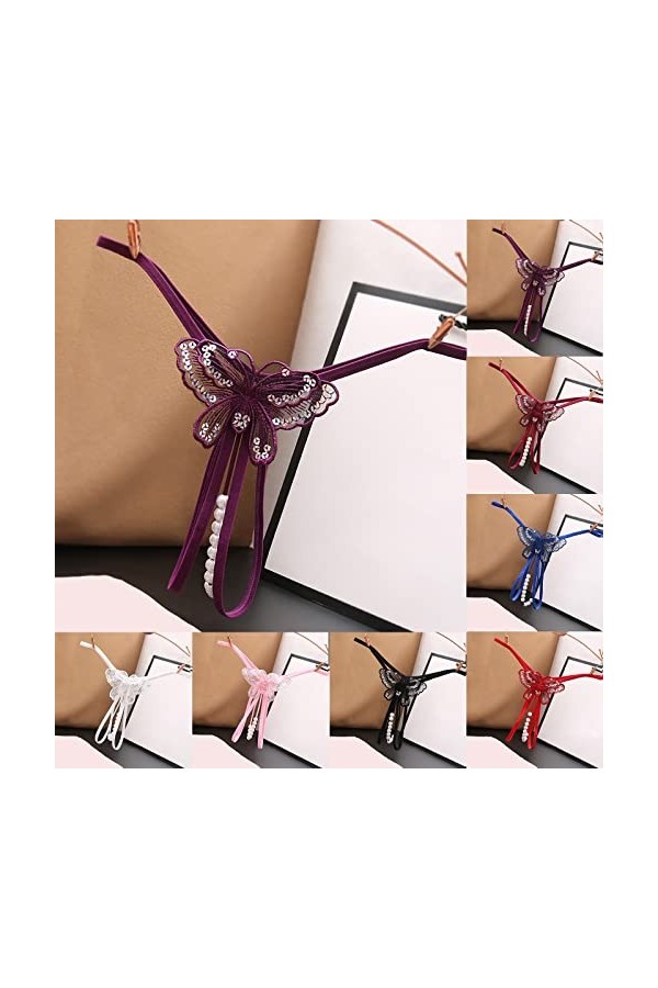 KEIZHUONIQIU Tanga-Strings Tangas pour Femme Ouvert Slip Confortables Crochet Dentelle pour Femmculottes Creux Out Léopard so