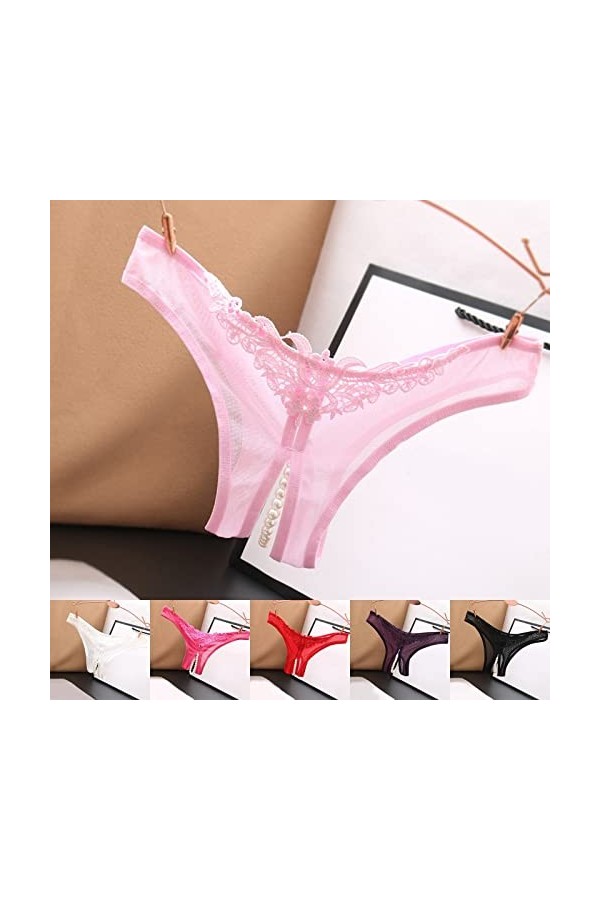 KEIZHUONIQIU String Pantalons et T-Back Tangas pour Femmes Sexy Slips Simple Dentelle Patchwork Culottes Creux Out sans Coutu