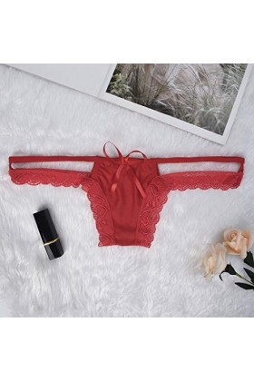 UOWEG Lingerie féminine Ouverte G-Pants Pyjamas Culottes Sexy Dentelle Lingerie Thong Costume Lingerie Red, One Size 