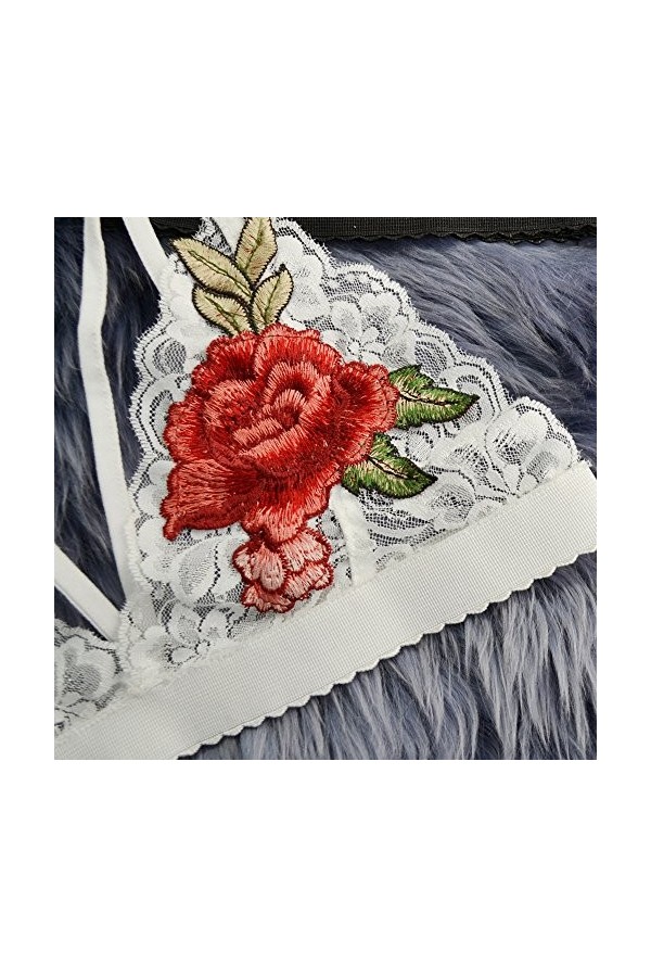 Générique Lingerie Sexy Solde Femmes Bandage Appliques Dentelle Bralette Bustier Crop Top Sheer Unpadded B Body Manches Longu