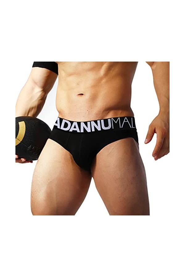 Culotte pour homme en coton, poches convexes, sexy et confortable, couleur unie, culotte courte avec taille basse double tail