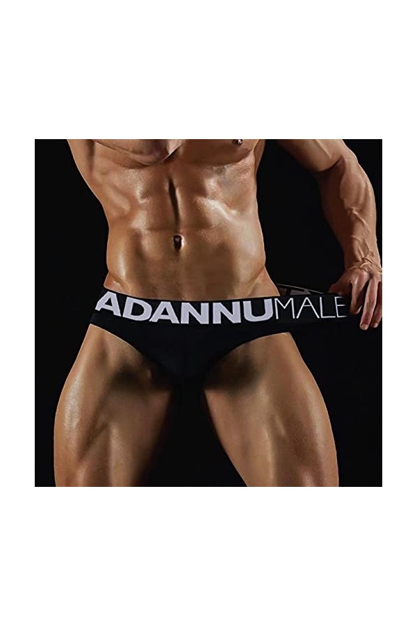 Culotte pour homme en coton, poches convexes, sexy et confortable, couleur unie, culotte courte avec taille basse double tail