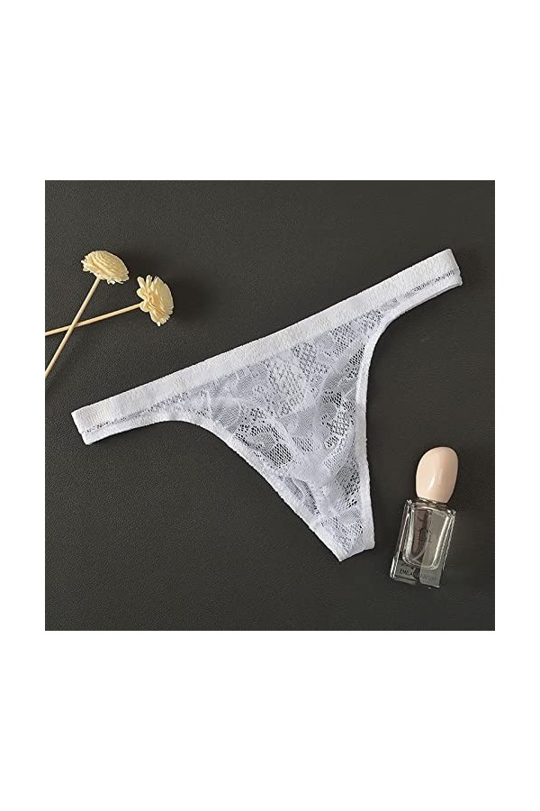 Générique String Homme Sexy Hot Dentelle Slips Boxer Mens Lace Transparent String Thin Sexy Underwear Seductive T Pants Mesh 