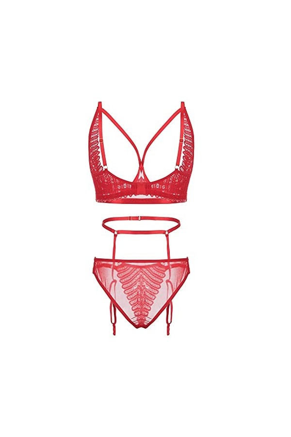 sous-Vetements Femme Sexy Lingerie Sexy Ensemble 2 Pièce Ensemble Soutien Gorge et String Erotique Vêtements De Nuit Dentelle