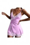 IKFIVQD Lingerie sexy en dentelle pour femme Lingerie sexy en satin pyjama short ensemble pyjama ensemble de pyjama, 3-violet