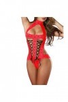 Hasagimol Lingerie Body Sexy Femme Coquine Hot One-Piece Col V Profond Dos Nu Réglable Teddy Sous-VêTement Dentelle Babydolls