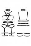 Harnais de corps punk pentagramme sous-vêtements pour femme grande taille cage creuse soutien-gorge jarretière ensemble Fat f