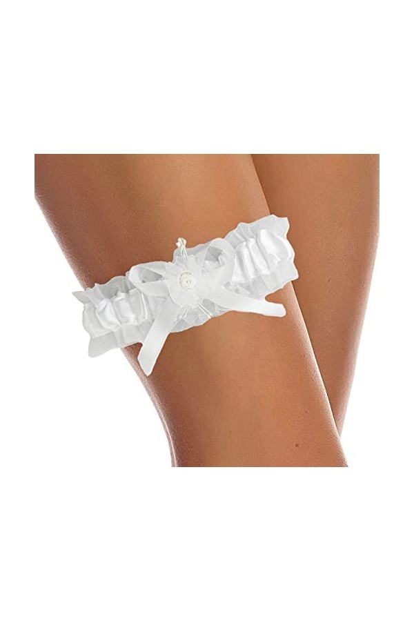 THE REPLICANT Accessoire de Mariage/Jarretière de Mariée Blanche en Dentelle/Dimensions : 16 x 5 cm