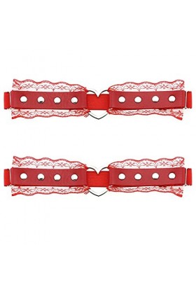 Lot de 2 porte-jarretelles réglables en dentelle en forme de cœur pour femme