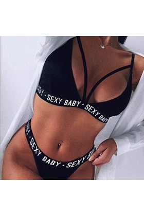 HERSIL Lingerie sexy pour femme - Dos nu - Lingerie sexy en V profond - Grandes tailles - Soutien-gorge et slip - Dos nu, Noi