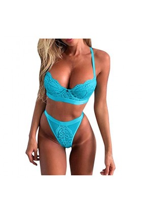 Vêtements De Nuit Femme 2 Pièce Ensemble Soutien Gorge et String Dentelle Lingerie Sexy Ensemble Erotique sous-Vetements Sexy