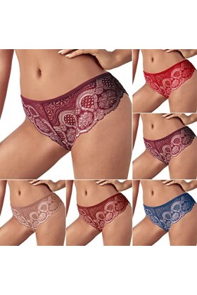 KEIZHUONIQIU en T String Ficelle Tanga pour Femme en Sexy Slips Respirant Crochet Dentelle Culottes Taille Basse Couleur Uni 
