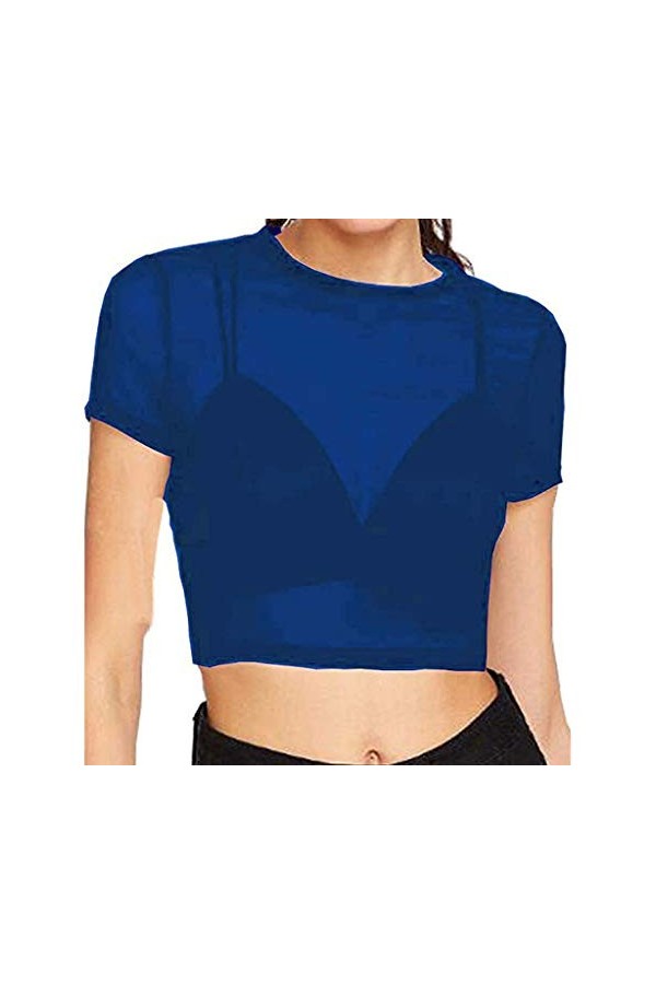 Générique Soutien Gorge Sexy Coquin T-Shirt décontracté à Manches Courtes en Maille Transparente pour Femmes Chemise De Nuit 