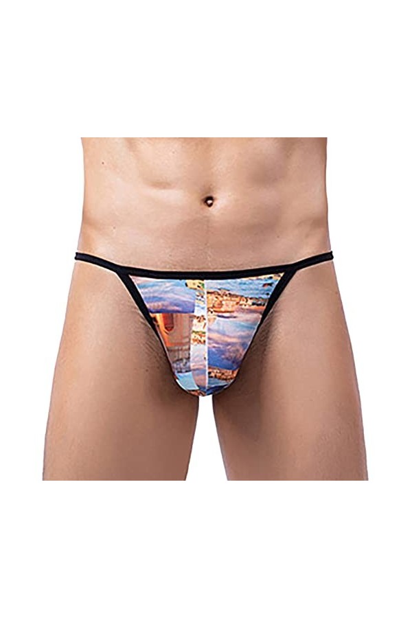 Junhasgood Culottes de Mode Masculine Culottes Sexy Ride Up Briefs Underwear Pant Robe Cuir Sexy Noir Gold, XL 