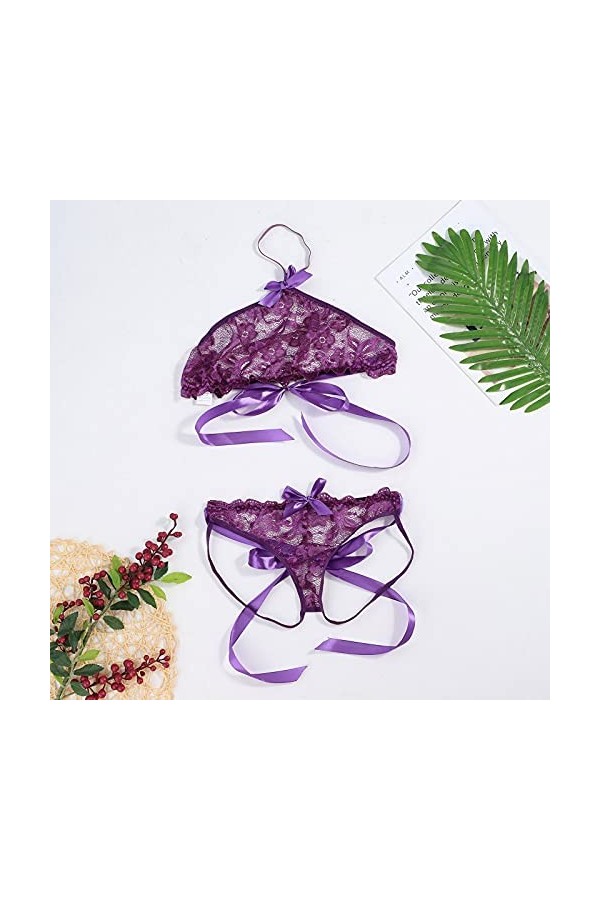 sous-Vetements Femme Sexy Ensemble Soutien Gorge et String Dentelle Vêtements De Nuit Erotique Lingerie Sexy Ensemble 2 Pièce