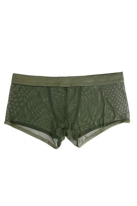 Junhasgood Hommes Transparent Mesh Quadrangle Pantalon Plat Pantalon Sexy Pantalon Culotte Lingerie Sexy Hot Ouverte b-Army 