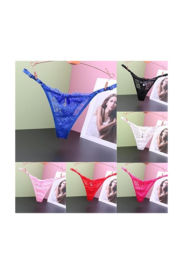 G-String Tangas Feminins Erothique Slip Respirant en Dentelle Culotte Stretch Élastique Lingerie de Coton Shorty