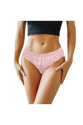 Strings Tangas pour Femmes Erothique Slip Coquine Lace Patchwork Culotte Creux Out Blanc sous Vetement Coton Panties