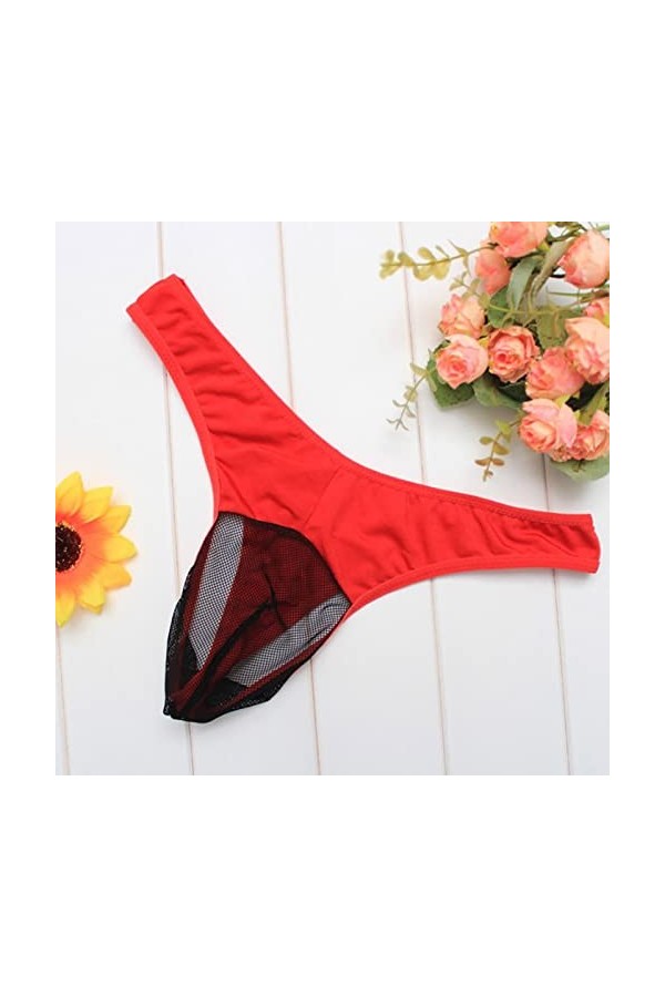 Générique Boxer Homme Maillot de Bain Sexy Briefs Thong sous-vêtement Homme Mesh Transparent Respirant Triangle Homme Sexy Ro
