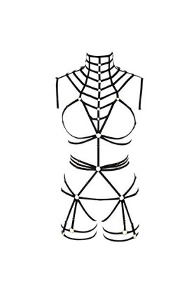 BANSSGOTH Soutien-gorge harnais complet pour femme - Porte-jarretelles - Sangle de poitrine - Tissu extensible - Festival Rav