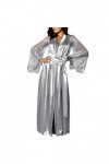 Luckywaqng Robe de nuit sexy en satin pour femme - Robe de nuit sexy - Dentelle en soie, gris, S