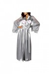 Luckywaqng Robe de nuit sexy en satin pour femme - Robe de nuit sexy - Dentelle en soie, gris, S