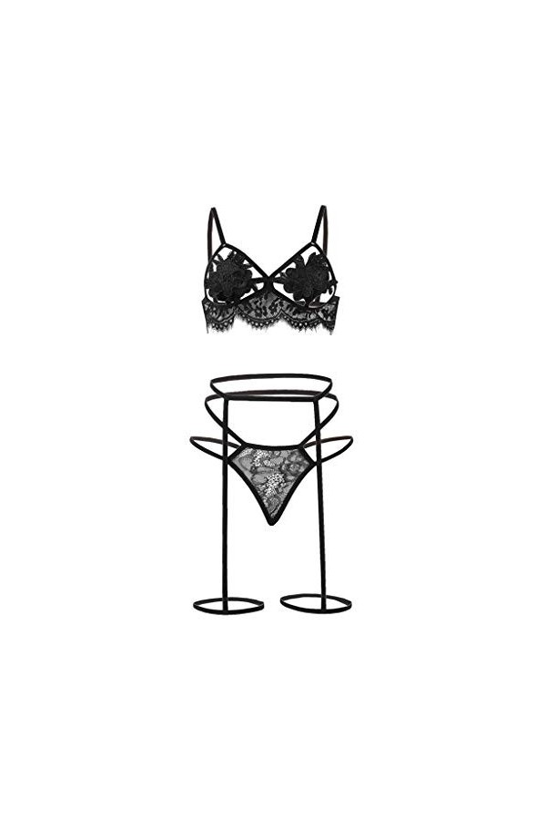 sous-Vetements Femme 2 Pièce Ensemble Soutien Gorge et String Dentelle Vêtements De Nuit Sexy Lingerie Sexy Ensemble Erotique