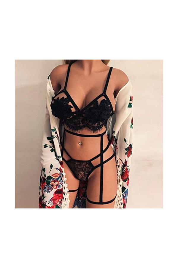 sous-Vetements Femme 2 Pièce Ensemble Soutien Gorge et String Dentelle Vêtements De Nuit Sexy Lingerie Sexy Ensemble Erotique